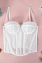 xs-xl new sexy stretch 6-color lace mesh see-through polyester boning suspender tops_Black_White