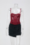 xs-xl new sexy stretch 6-color lace mesh see-through polyester boning suspender tops_Black_White_Rose Red