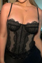 xs-xl new sexy stretch 6-color lace mesh see-through polyester boning suspender tops_Black