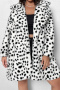 casual non-stretch leopard printing lapel plush jacket_White