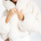 casual plus size non-stretch hooded tweed stitching fur jacket_Black_White