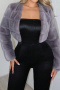 casual plus size non-stretch 6 colors solid color fur jacket_Black_Gray