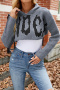 casual halloween slight stretch knitted 3 colors hooded crop sweater_Black_Gray