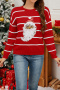 christmas stylish slight stretch stripe knitted 3 colors sequin sweater_Black_Red