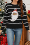 christmas stylish slight stretch stripe knitted 3 colors sequin sweater_Black