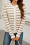 casual slight stretch stripe knitted 3 colors single-breasted all-match sweater_Black_Dark Green_Khaki 