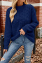 casual slight stretch twist knitted 5 colors loose all-match sweater_Black_Rose Red_Dark Blue