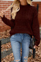 casual slight stretch twist knitted 5 colors loose all-match sweater_Black_Rose Red