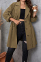 casual plus size non-stretch solid color drawstring mid-length jacket_Dark Green_Khaki 