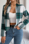 casual slight stretch plaid print long sleeve stylish outwear_Black_Red_Green