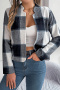 casual slight stretch plaid print long sleeve stylish outwear_Black