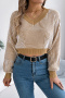 casual stretch v-neck long sleeve ribbed cropped knit sweater_Black_Magenta_Khaki