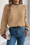 autumn casual stretch contrasting crew neck long sleeve knit sweater_Magenta_Orange_Khaki