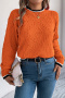 autumn casual stretch contrasting crew neck long sleeve knit sweater_Magenta_Orange