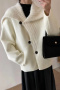 stylish slight stretch imitation mink lapel outerwear_Black_White