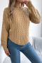 casual stretch solid color crew neck ribbed simple sweater_White_Rose Red_Khaki 