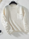 new stylish slight stretch 3-color knit pocket loose long sleeve sweaters_White