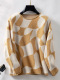 stylish casual slight stretch contrast knit long sleeve jersey roll sweaters_Yellow_Khaki 