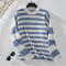 stylish casual slight stretch chenille knit contrast stripe long sleeve sweaters_Red_Haze Blue