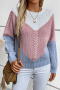 new casual slight stretch knit cable contrast loose long sleeve sweaters_Pink