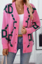 stylish casual knit slight stretch embroidery letters long sleeve cardigans_Pink