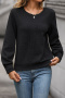casual slight stretch 3 colors long sleeve all-match sweatshirt_Black