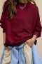 autumn casual stretch crew neck solid color long sleeve loose sweatshirt_Black_White_Gray_Dark Gray_Rose Red