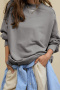 autumn casual stretch crew neck solid color long sleeve loose sweatshirt_Black_White_Gray_Dark Gray