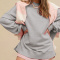 autumn casual stretch crew neck solid color long sleeve loose sweatshirt_Black_White_Gray
