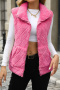 new casual plus-size slight stretch 4-color flannelette lapel loose vests_Black_Pink