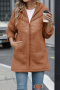 new casual plus-size slight stretch 3-color patchwork flannelette hooded jacket_Black_Beige_Brown
