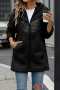 new casual plus-size slight stretch 3-color patchwork flannelette hooded jacket_Black