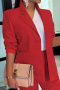 stylish plus size non-stretch 3 colors one button office lady blazer_Black_Red