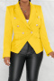 stylish plus size non-stretch 3 colors shoulder padded long sleeve blazer_Black_White_Yellow