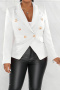 stylish plus size non-stretch 3 colors shoulder padded long sleeve blazer_Black_White