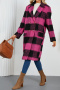 new casual no-stretch patchwork lattice wool-like fabric long sleeve overcoat_Magenta