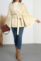 casual winter no-stretch solid color wool-like fabric lapel overcoats_Gray_Beige