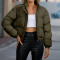 new casual plus-size slight stretch 7-color high neck cotton jackets_Black_Rose Red_Yellow_Orange_Dark Green