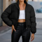 new casual plus-size slight stretch 7-color high neck cotton jackets_Black