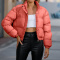 new casual plus-size slight stretch 7-color high neck cotton jackets_Black_Rose Red_Yellow_Orange