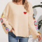 casual slight stretch knitted 3 colors loose sweater(crochet random colors)_Black_White_Beige