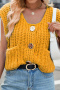 casual high stretch solid color single-breasted pocket knit tank top_White_Gray_Pink_Red_Yellow_Deep Yellow