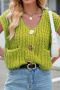 casual high stretch solid color single-breasted pocket knit tank top#1_Black_Watermelon Red_Aqua Green_Forest Green