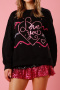 casual non-stretch heart sequin decor crew neck sweatshirts_Black