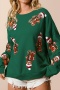 casual non-stretch christmas sequin gingerbread man sweatshirts_Black_Red_Green