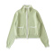 stylish slight stretch color-block knitted zip-up sweater(size run small)_Light Green