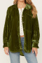 casual plus size non-stretch 4-colors solid color velvet loose shirt_Pink_Dark Green