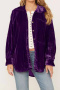 casual plus size non-stretch 4-colors solid color velvet loose shirt_Pink_Dark Green_Purple