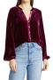 casual plus size non-stretch 4-colors solid color velvet all-match shirt_Rose Red