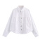 casual non-stretch 4 colors denim lapel button jacket_White